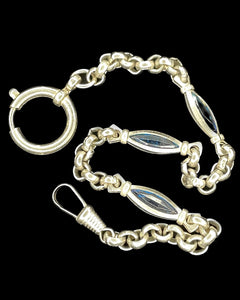 Art Deco Aqua Marquis Depression Glass Watch Chain Collar