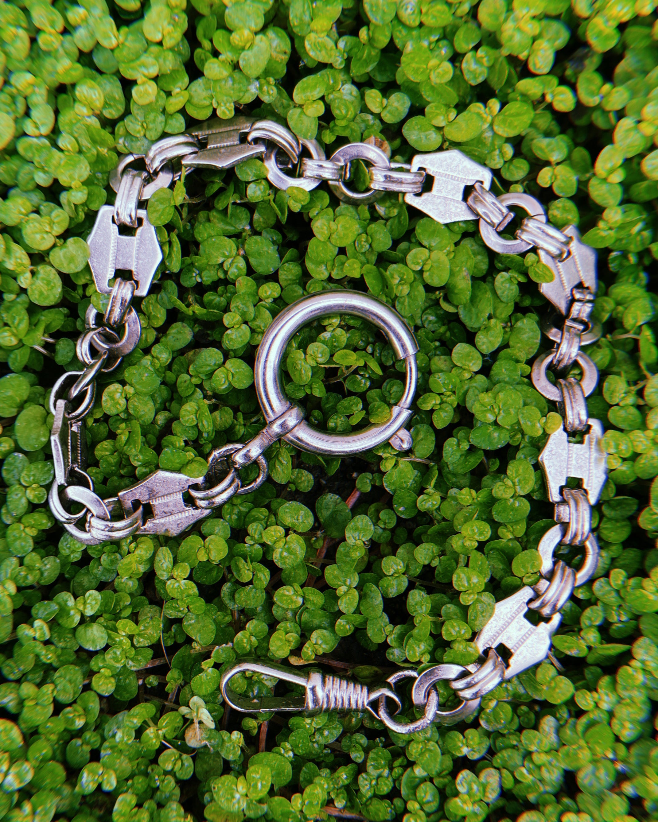 1920's Intricate Stamped Links Watch Chain Collar