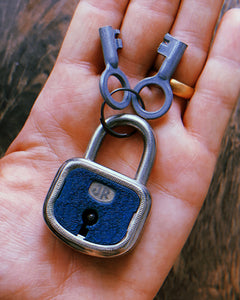 1950's New Old Stock French Blue Padlock