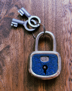 1950's New Old Stock French Blue Padlock