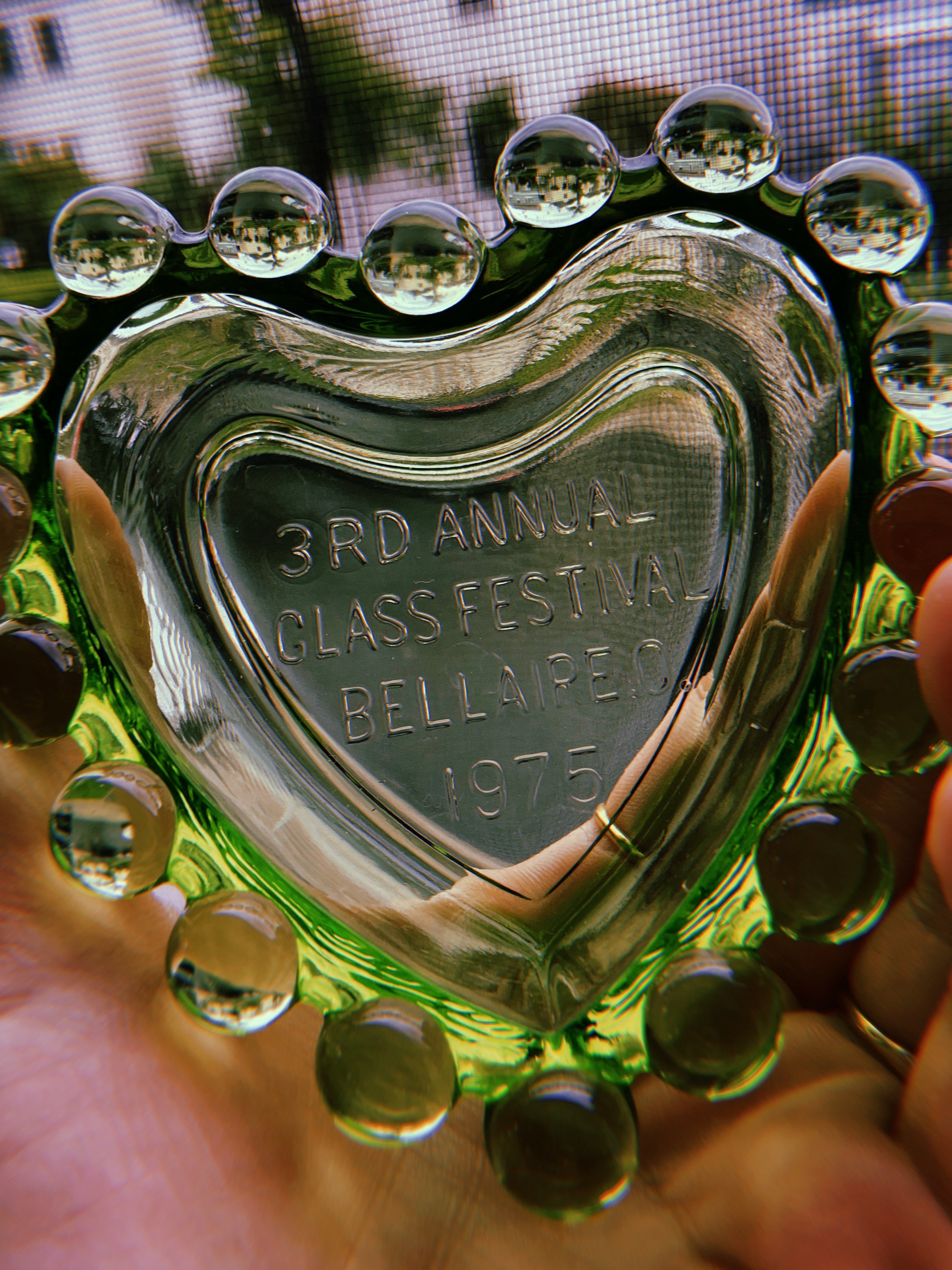 1970's Imperial Glass Festival Heart Shaped Feeding Bowl Set
