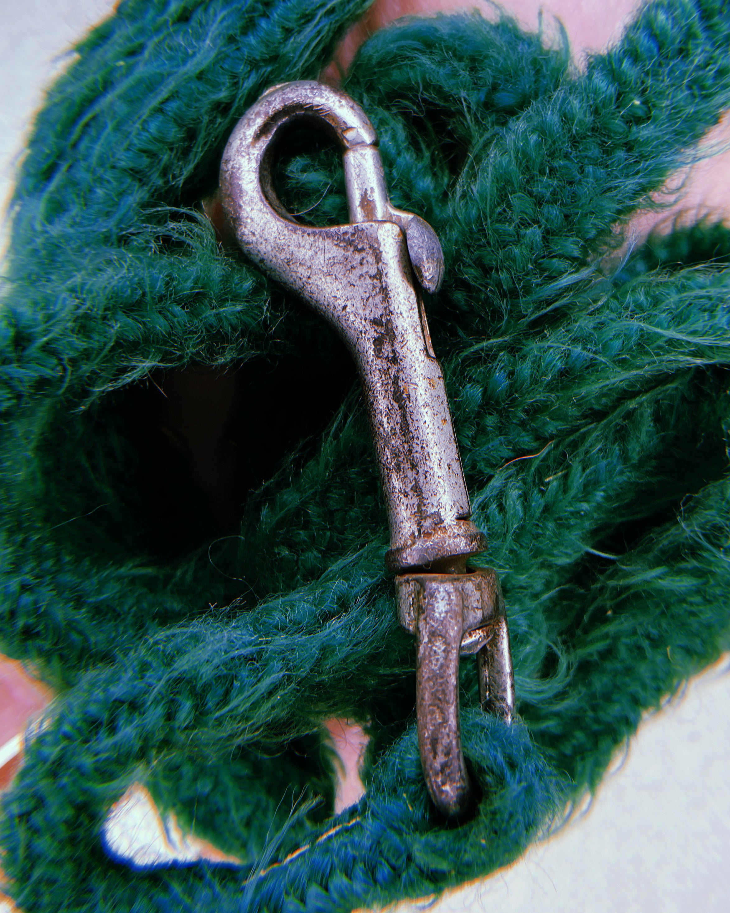 1940's Rare Fuzzy Grass Green Pet Leash