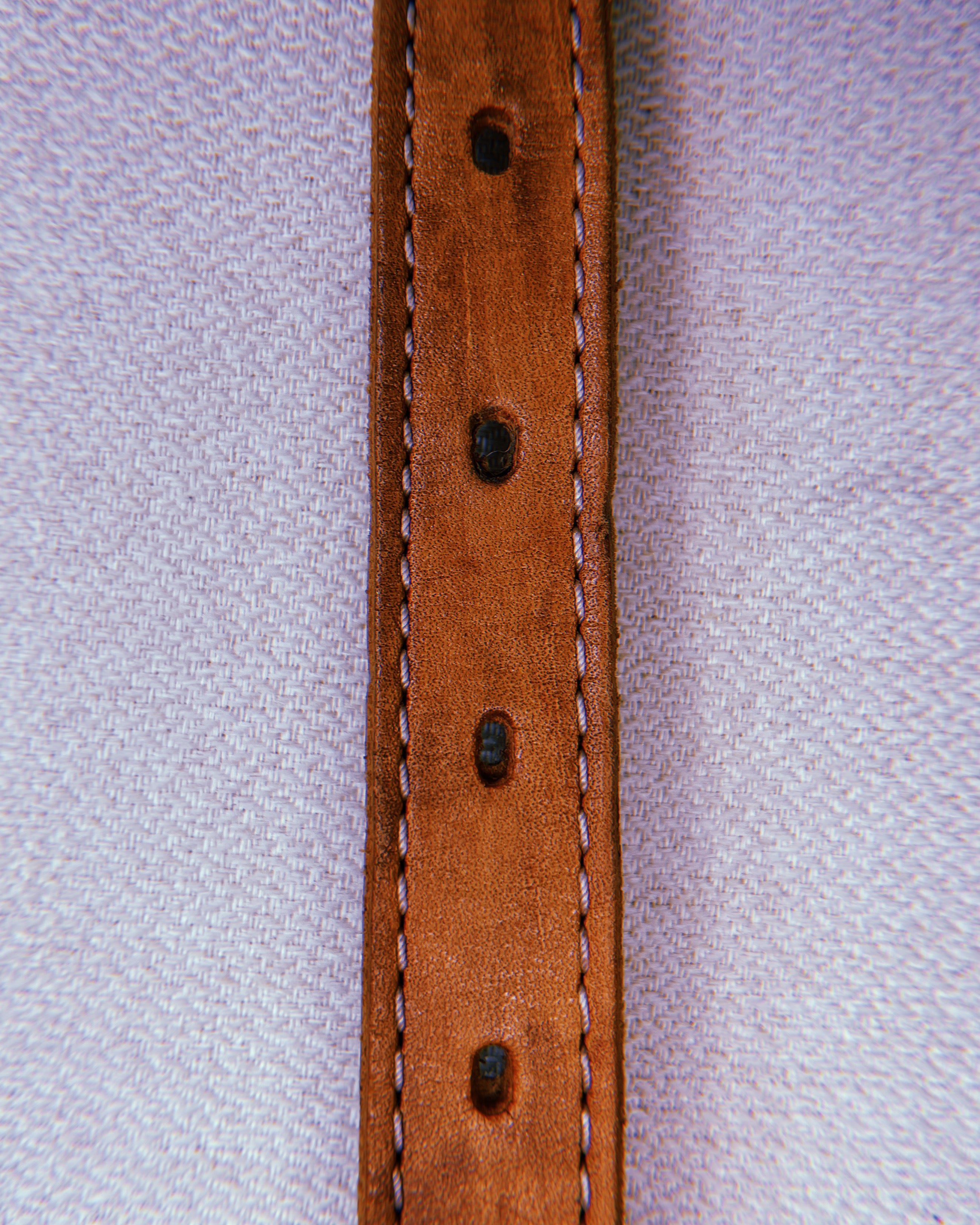 1970's Hand-Tooled Floral Leather Dog Collar in Natural