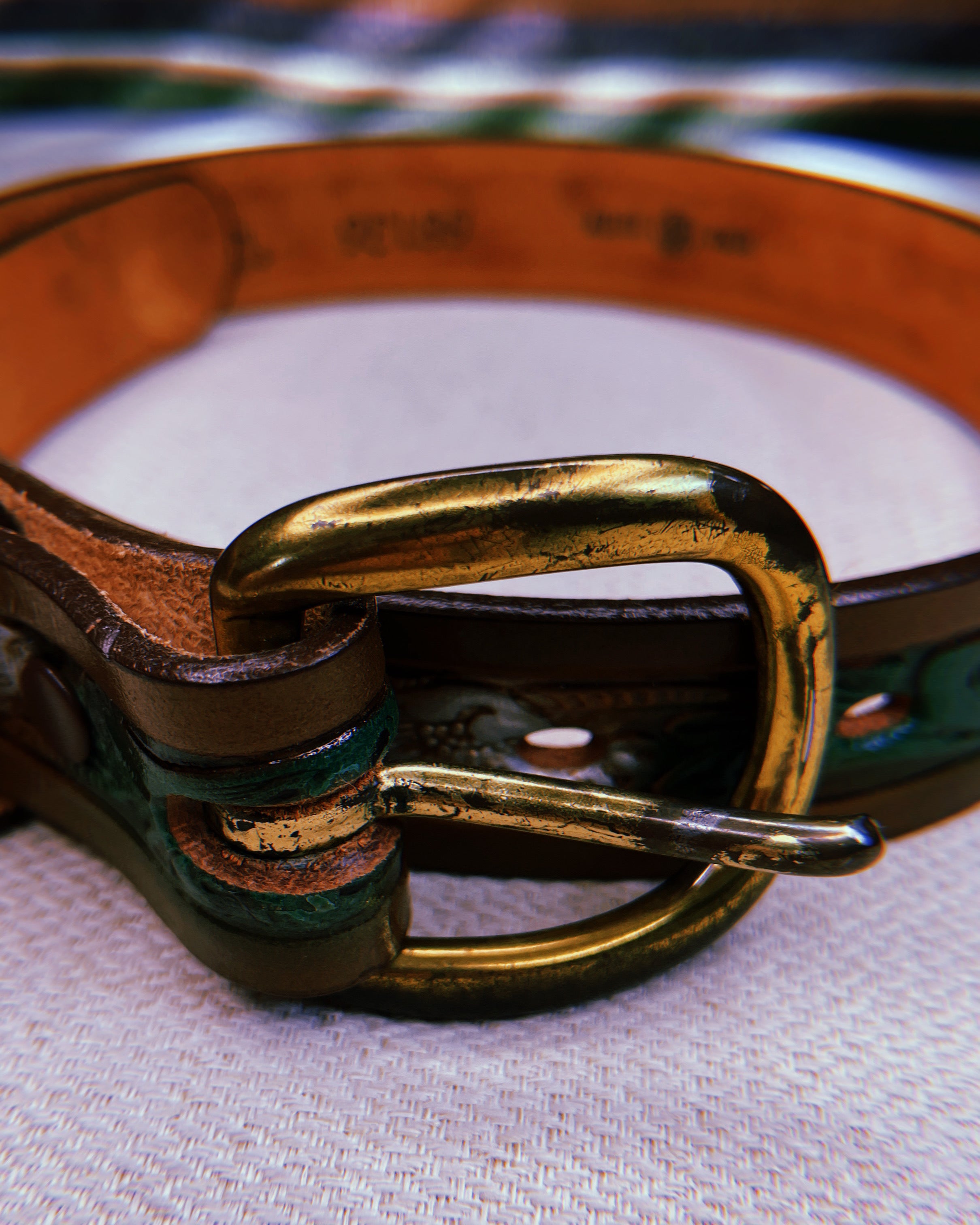 1970's Hand-Tooled Flora Leather Dog Collar in Rich Brown