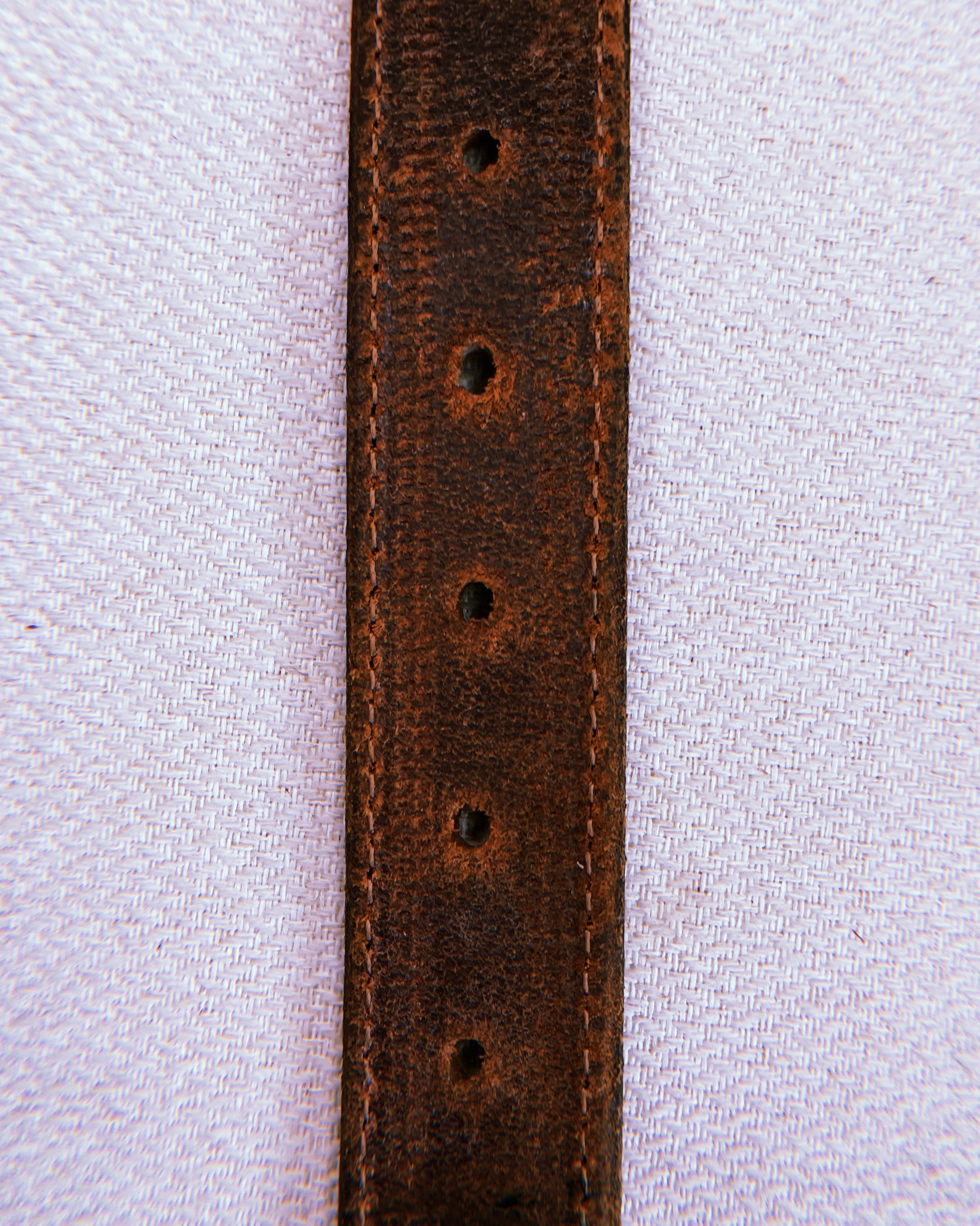 1990's Brass Bone in Brown Waxed Leather Dog Collar