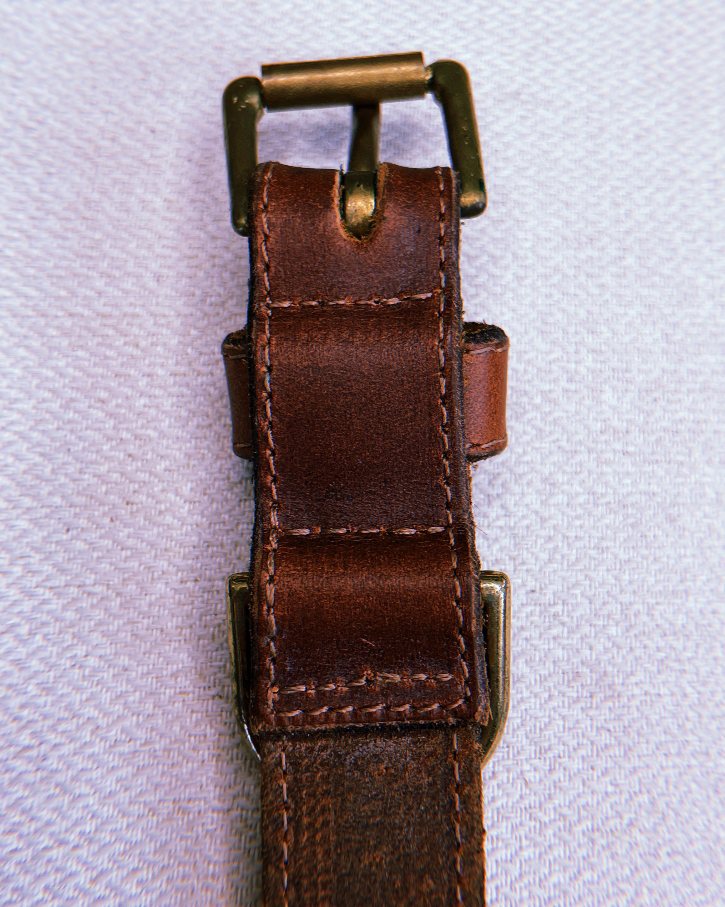 1990's Brass Bone in Brown Waxed Leather Dog Collar