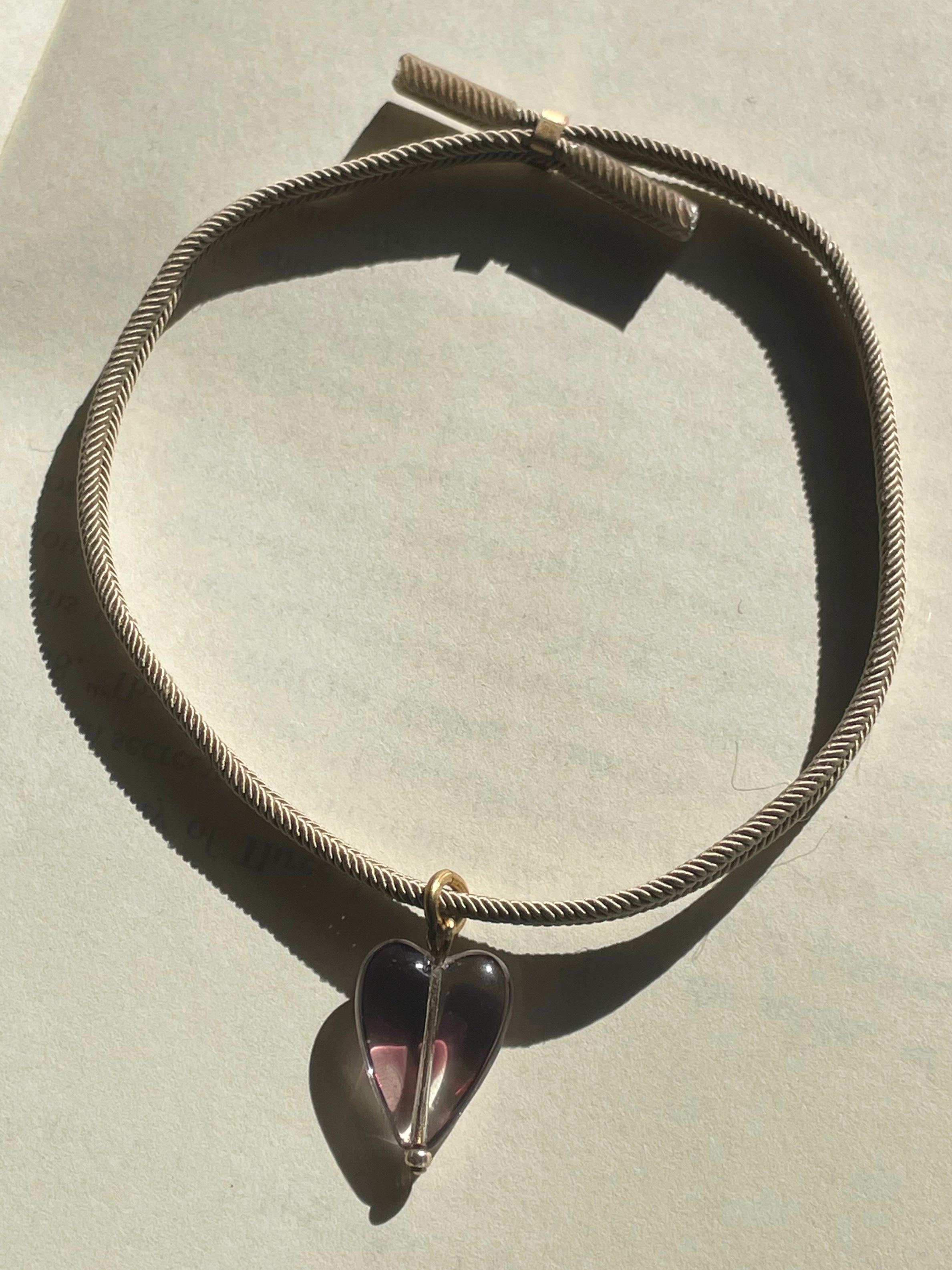 Big Purple Heart in Taupe French Cord Soutache